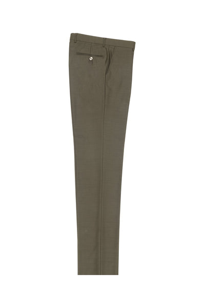 Brite Creations Olive Flat Front Wool Dress Pant 2560 by Tiglio Luxe OLIVE 