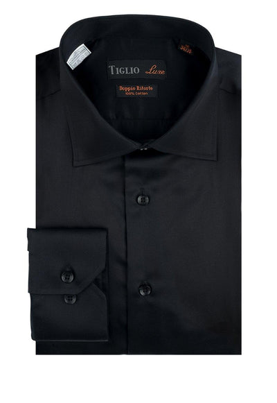 Brite Creations Black Dress Shirt, Regular Cuff, by Tiglio Genova RC TIG3014 