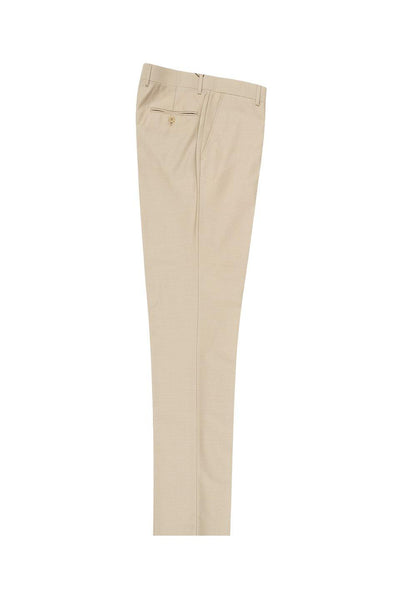 Brite Creations Tan Flat Front Wool Dress Pant 2560 by Tiglio Luxe TIG1004 