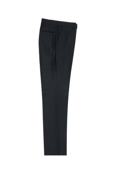 Brite Creations Black Flat Front Wool Dress Pant 2560 by Tiglio Luxe TIG1001 