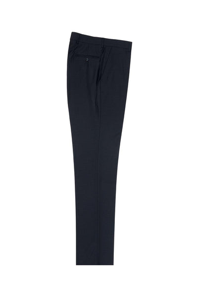 Brite Creations Navy Flat Front Slim Fit Wool Dress Pant 2564 by Tiglio Luxe TIG1002 