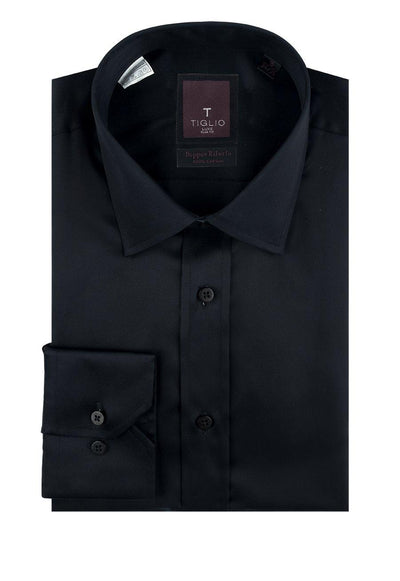 Brite Creations Black Slim Fit Shirt, Barrel Cuff, by Tiglio Slim Fit RC TIG3014 