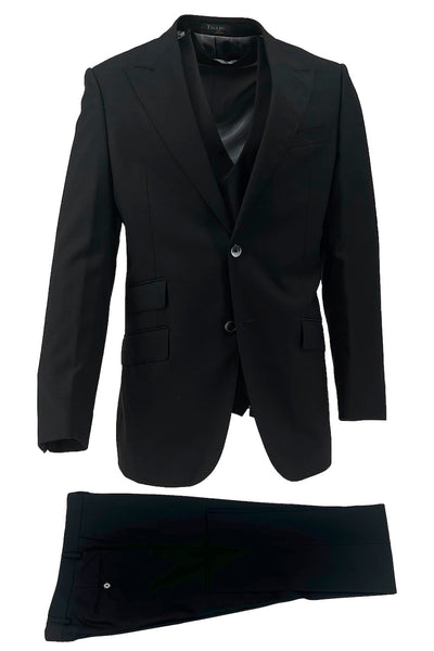 Prosecco Black, Modern Fit Pure Wool Suit & Vest