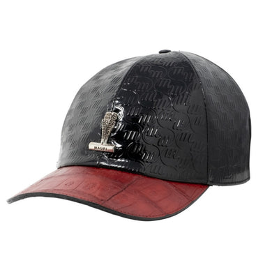 Mauri Hat Patent Embossed/ Baby Croc Hand Painted - Black/Red