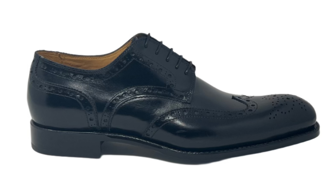 Ugo Visare men’s lace up dress shoe. Blue leather with white sole. Handmade Men Black and Blue Leather Formal Dress Shoes with  main image 4