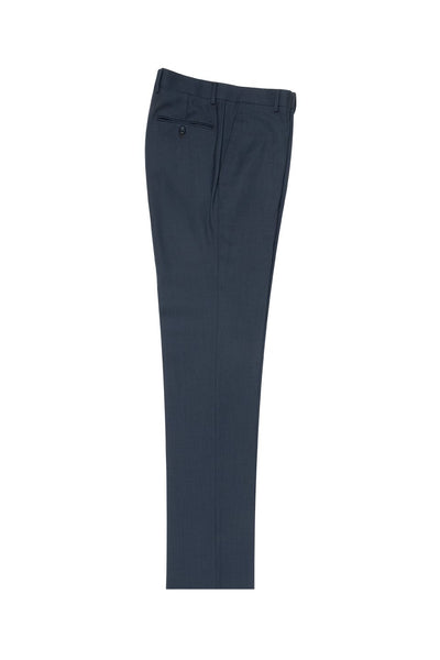 Brite Creations Blue Birdseye Flat Front Wool Dress Pant 2560 by Tiglio Luxe IDM7018/9 