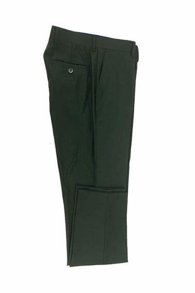 Forest Green Flat Front Slim Fit Wool Dress Pant