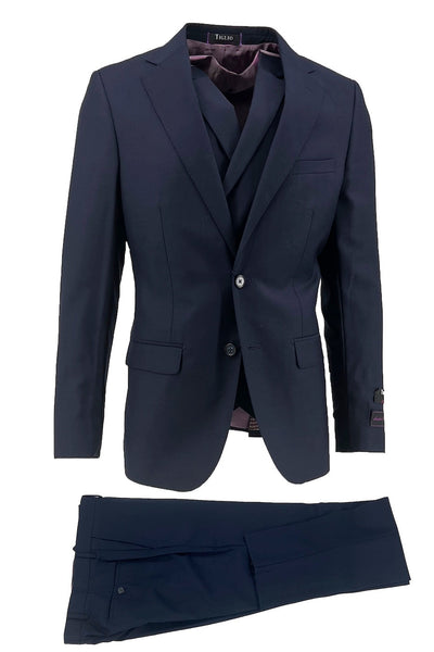Porto New Blue, Slim Fit Pure Wool Suit & Vest