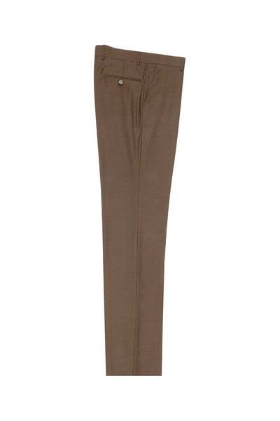 Brite Creations Tobacco Flat Front Wool Dress Pant 2560 by Tiglio Luxe TOBACCO 