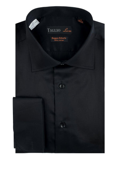 Brite Creations Black Dress Shirt, French Cuff, by Tiglio Genova FC TIG3014 