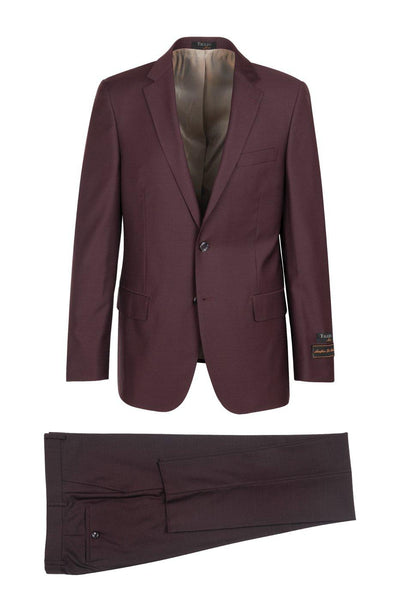 Brite Creations Novello Burgundy, Modern Fit, Pure Wool Suit by Tiglio Luxe - Burgundy 