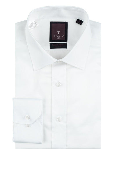 Brite Creations White Slim Fit Shirt, Barrel Cuff, by Tiglio Slim Fit RC TIG3012 