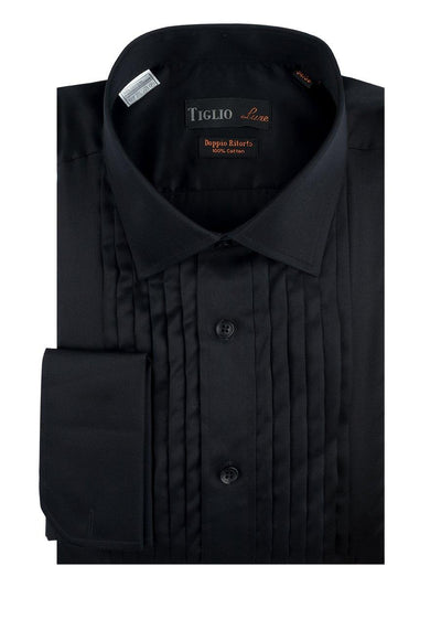 Brite Creations Black Tuxedo Shirt, French Cuff, by Tiglio 