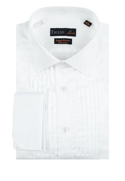 Brite Creations White Tuxedo Shirt, French Cuff, by Tiglio 